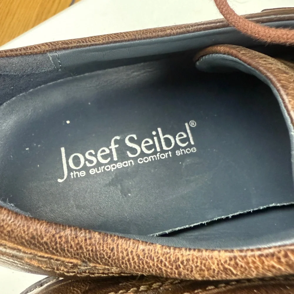 Josef Seibel Mens Brown Leather Lace Up Oxford Dress Shoes Size 10/44‎